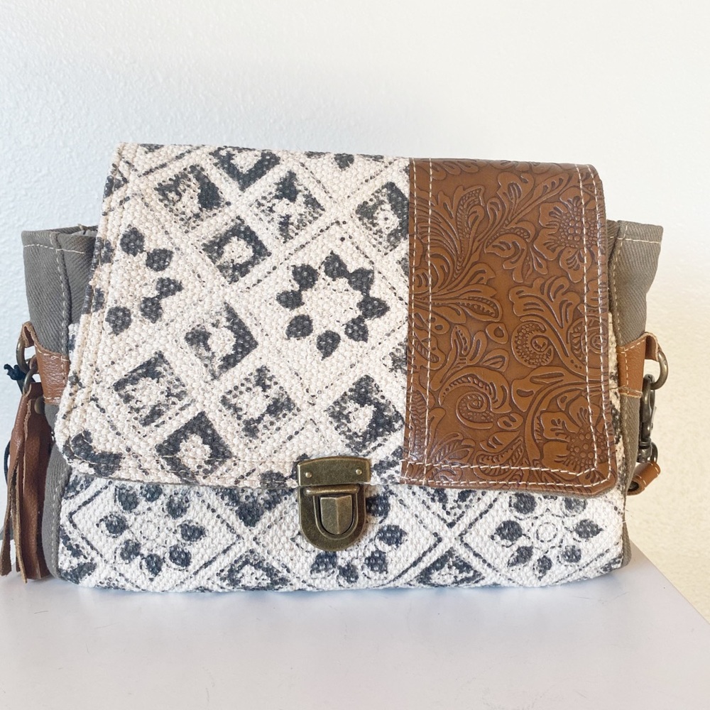 Myra Bag green and Brown Patterned Shoulder Bag